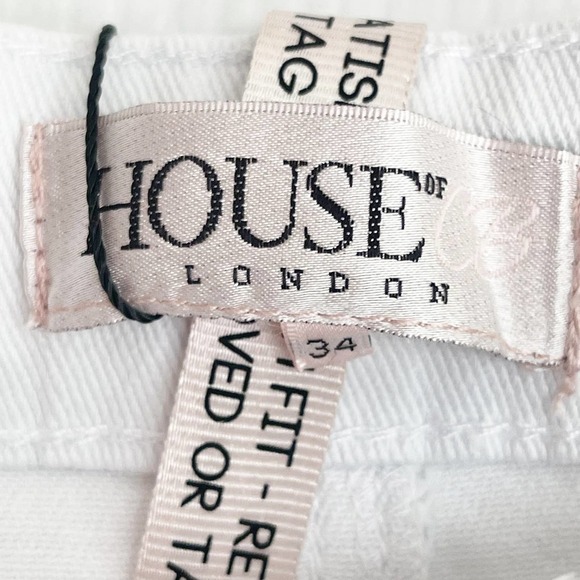 House of CB London Siran Straight Jeans Distressed White Size 34 / 10-12 NWT - Picture 7 of 9